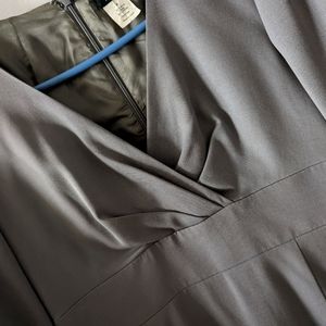 JCrew Grey, 4, v-neck rouched knee length dress